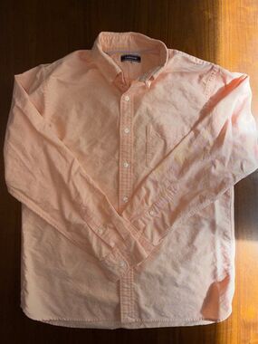 Lands' End Men's Peach Long Sleeve Button-Down Shirt - Size M